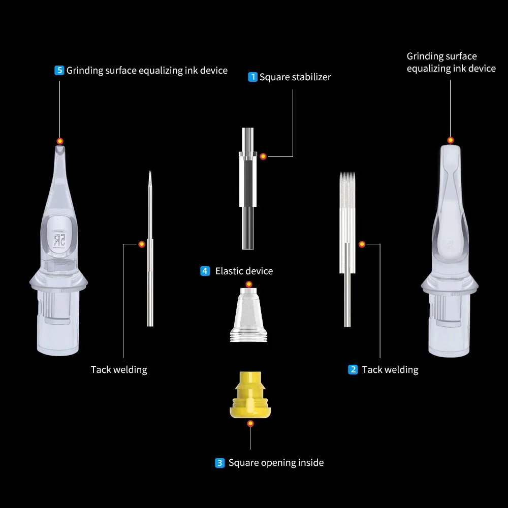 BIGWASP-cartuchos de aguja para tatuaje M1, cartucho de tinta para maquillaje permanente, adecuado para máquina de tatuaje, bolígrafos, 0,30 MM/0,35