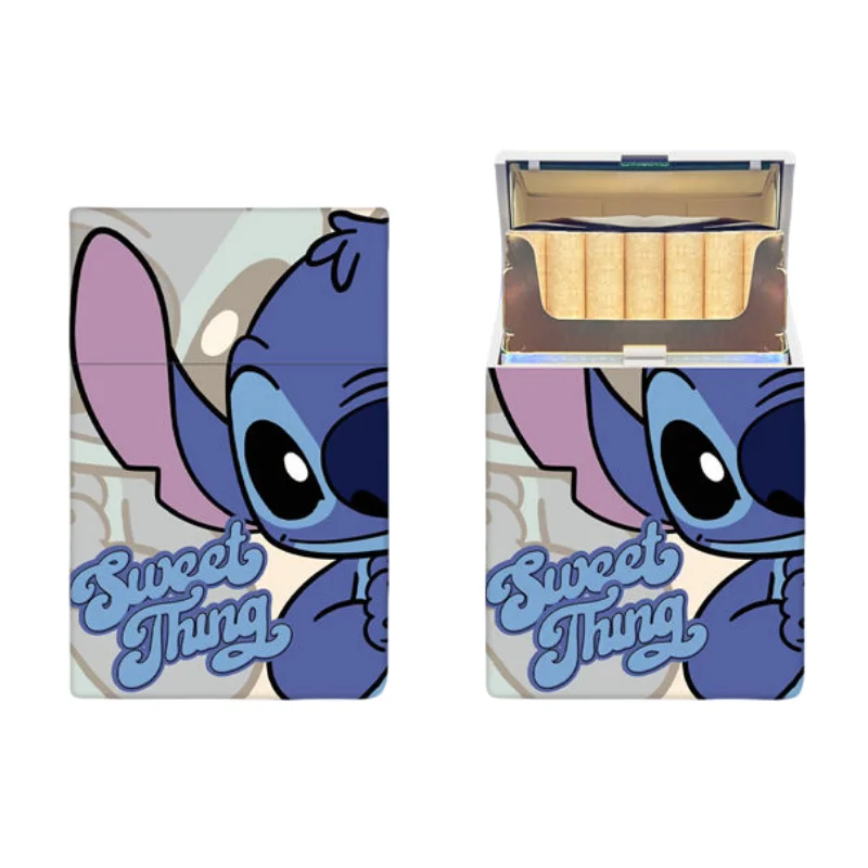 Disney Stitch Kawaii Cute Cartoon Plastic Cigarette Box Creative Personalized Peripheral Storage 20 Pack Thick  for Boyfriend