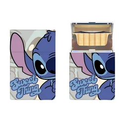 Disney Stitch Kawaii Cute Cartoon Plastikowe pudełko na papierosy Kreatywne spersonalizowane urządzenia peryferyjne do przechowywania 20 sztuk grubych dla chłopaka