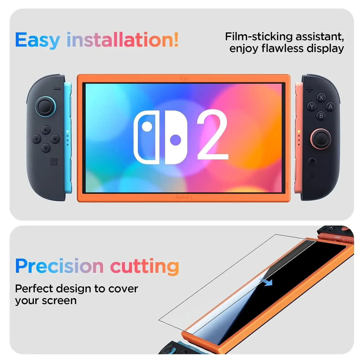 ตัวป้องกันหน้าจอสําหรับ Nintendo SWITCH 2 พร้อมกรอบการจัดตําแหน่ง,กระจกนิรภัย HD ใสสําหรับ SWITCH 2 อุปกรณ์เสริมการจัดตําแหน่งอัตโนมัติ