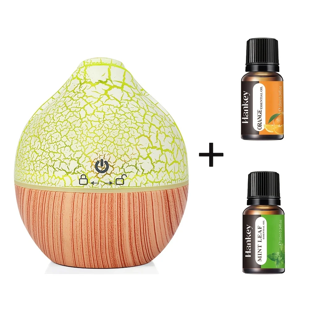 4.4oz Wooden Ultrasonic Electric Air Humidifier Home Aromatherapy Machine Essential Oil Aromatherapy Cold Mist With 2 Oils