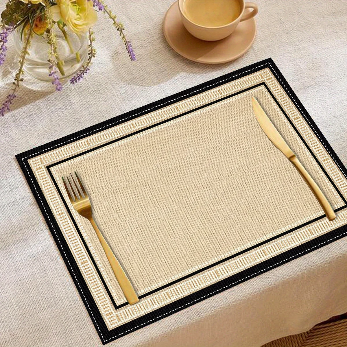 VIKAMA 4/6PCS modern minimalist geometric placemats, kitchen dining table mats coasters home decor dining table decoration