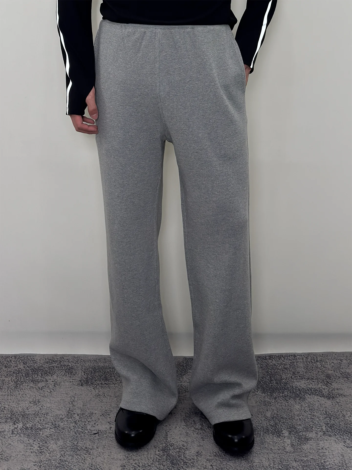 

Pure Cotton Dstring Fitn Pants Men's Casual Straight Leg Long Pants Roast Luy Texture Embroidery Versatile Comfortable