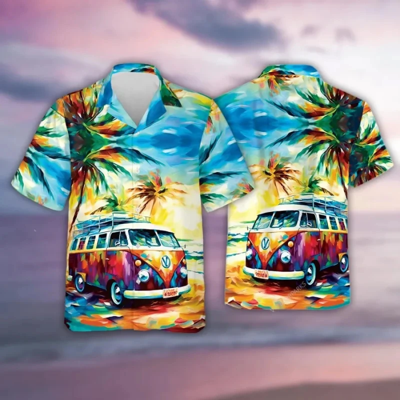 Palm 3d Print Shirts Men Women Fashion Hawaiian Shirt Short Sleeve Casual Beach Shirts Single-Breasted Blouse Female Clothing