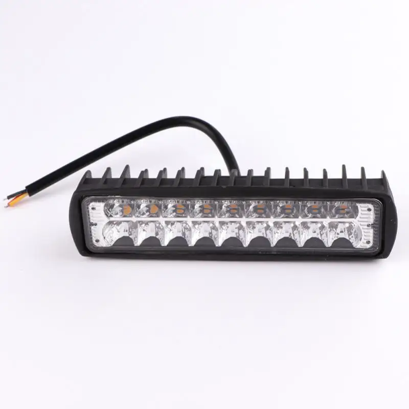 Automobile LED Flat Light Double Row Yellow + White Explosion Flashing 54W Work Light Off-road Vehicle Refitting Maintenance