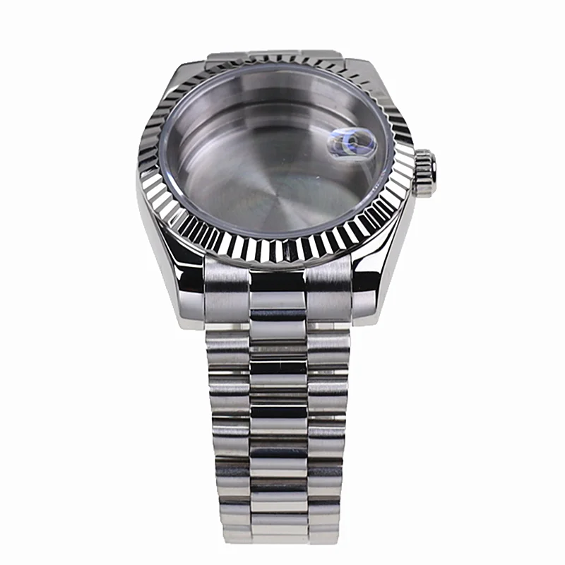 Quality 36mm 39mm With Sapphire Crystal 316l Steel Watch Case And President Strap For Nh35a Nh36 Nh34 Automatic Movement SKX MOD