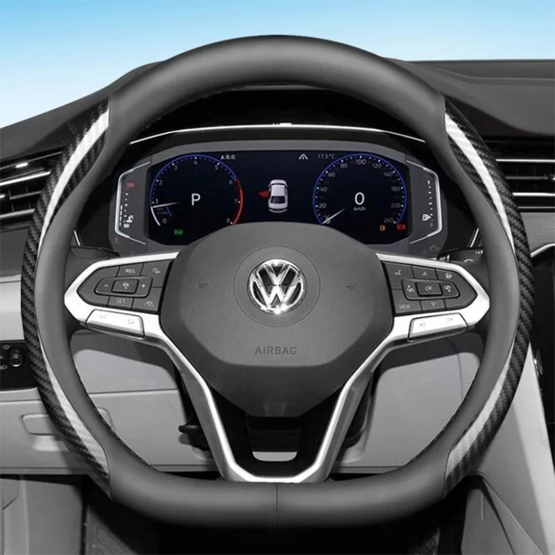 Funda de Cuero para Volante de Coche para Volkswagen VW T-Cross Amarok Klassen T7 Atlas Tiguan 2025 2024 2023 - 2015 Accesorios para Auto