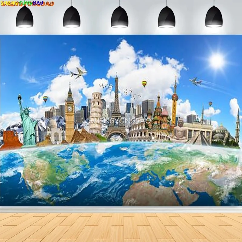 السفر حول العالم متصل خلفيات للتصوير الفوتوغرافي FWorld amous معالم عيد ميلاد الطفل صورة خلفية HQ-03