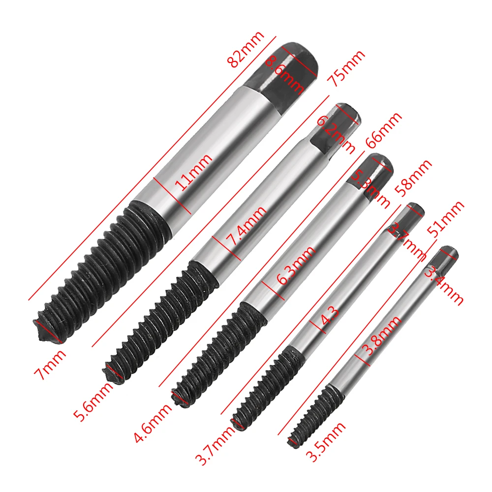 Convenience Drill Bit Set 5 Pcs/set Broken Bolt Remover Practical Tools Screw Extractor Set Damaged Screw Extractor