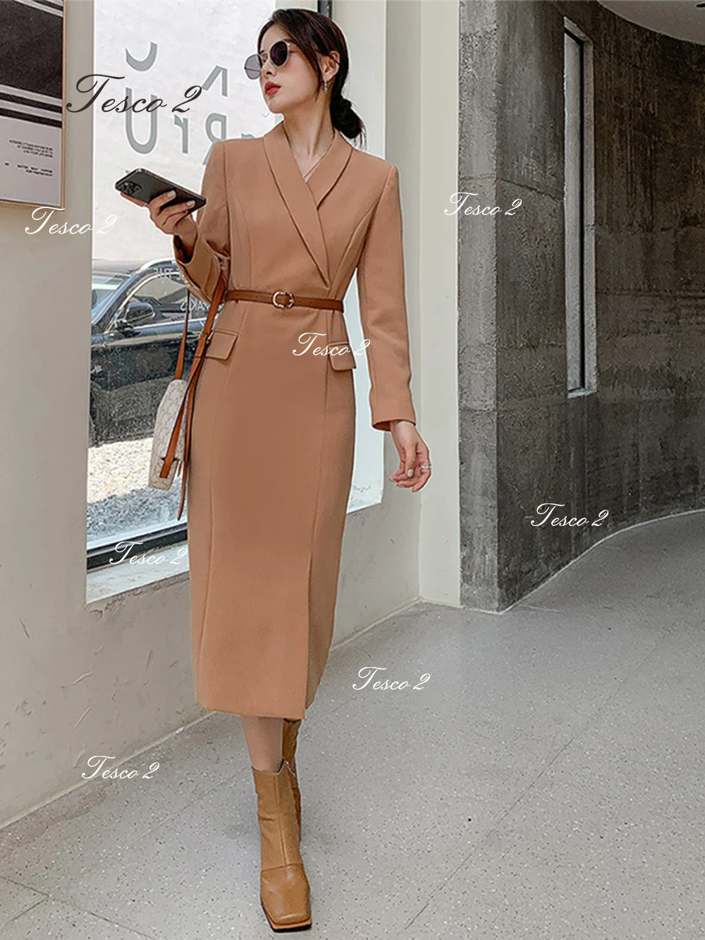 

Formal Occasion Women Dresses Brown Long Sleeve Polo Neck Slim Fit Dress Chic And Elegant Woman Dress For Office