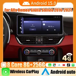 Android15 2Din Car Radio For Alfa Romeo Giulia Stelvio 2016-2021 Automotive Multimedia Carplay Auto Bluetooth Stereo GPS 4G WIFI