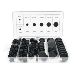 170pcs Black Rubber Grommet Firewall Hole Plug Retaining Ring Set Car Electrical Wire Gasket Kit for Valve Water Pipe Tools Set