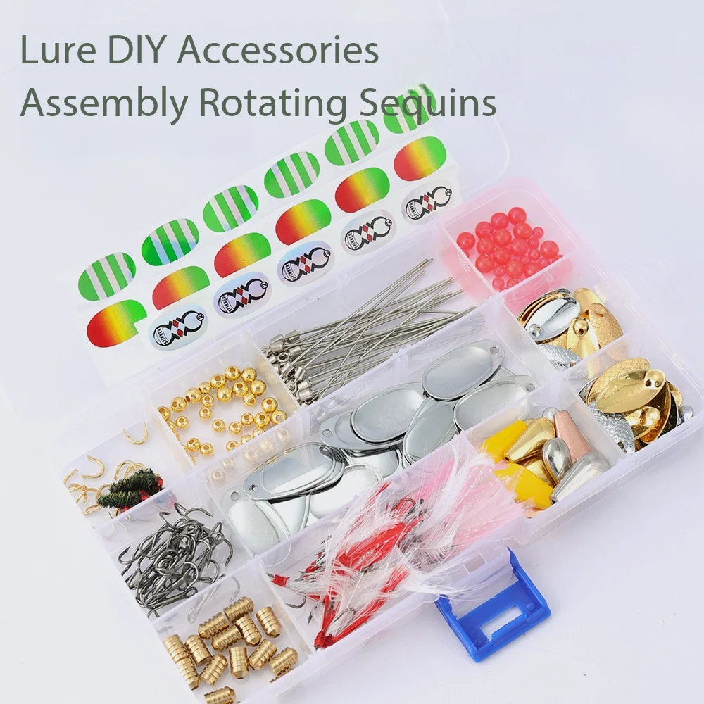 DIY Rotating Metal Sequin Feather Hook Copper Weight Steel Wire Sticker Combination Kit Modification Tool Fishing Accessories