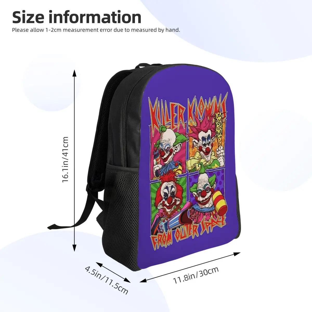 Killer Klowns From Outer Space Student Backpack School Bag Hiking Travel Daypack for Men Women Fashion Bookbag Shoulder Bags