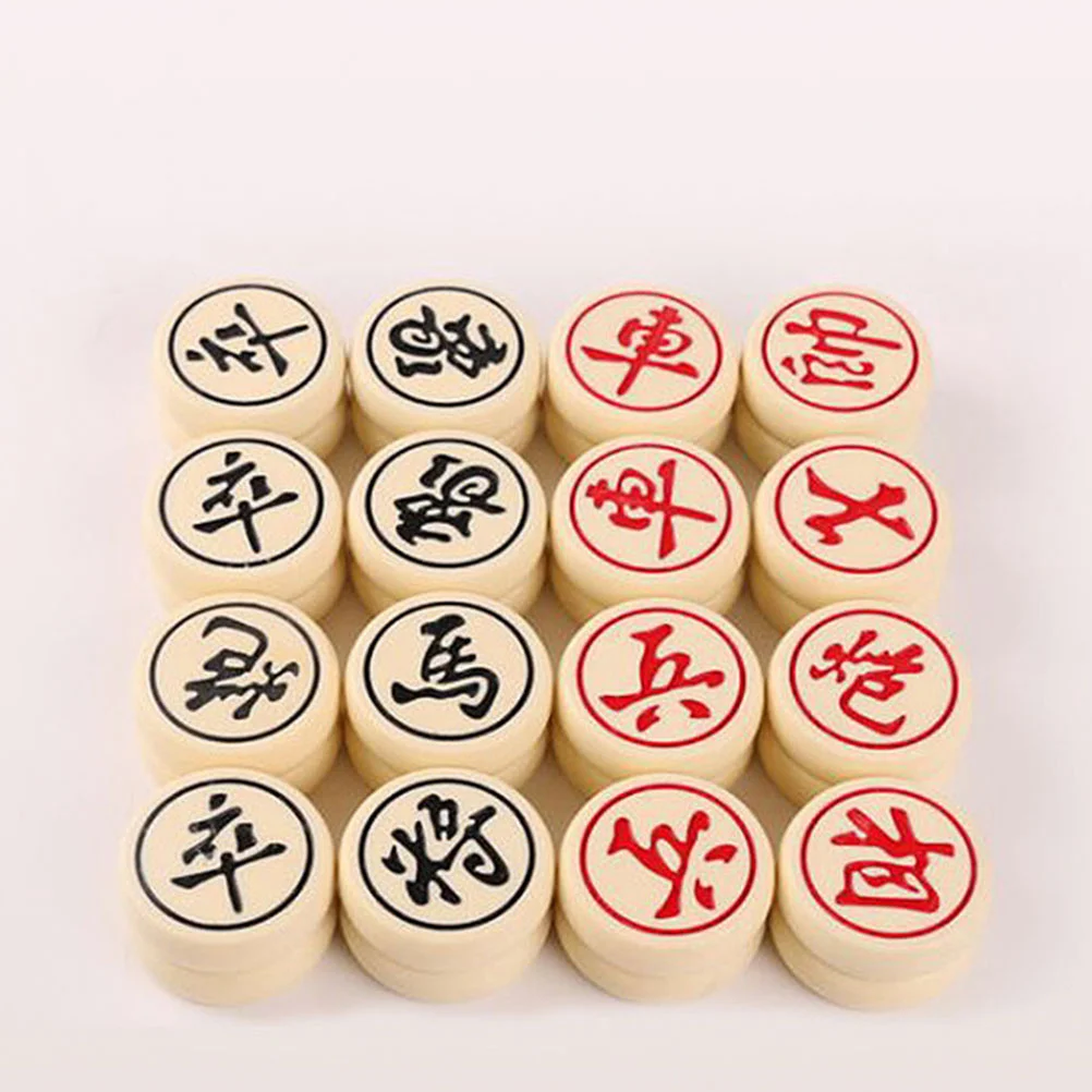 

3D Chinese Chess Resin High-End Chess Set Educational For Kids Adults Early Learning Brain Teaser Portable Beige