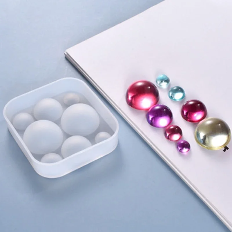 Crystal Epoxy Resin Mold Half Ball Beads Oblate Pendant Silicone Mould DIY Crafts Jewelry Casting Tool