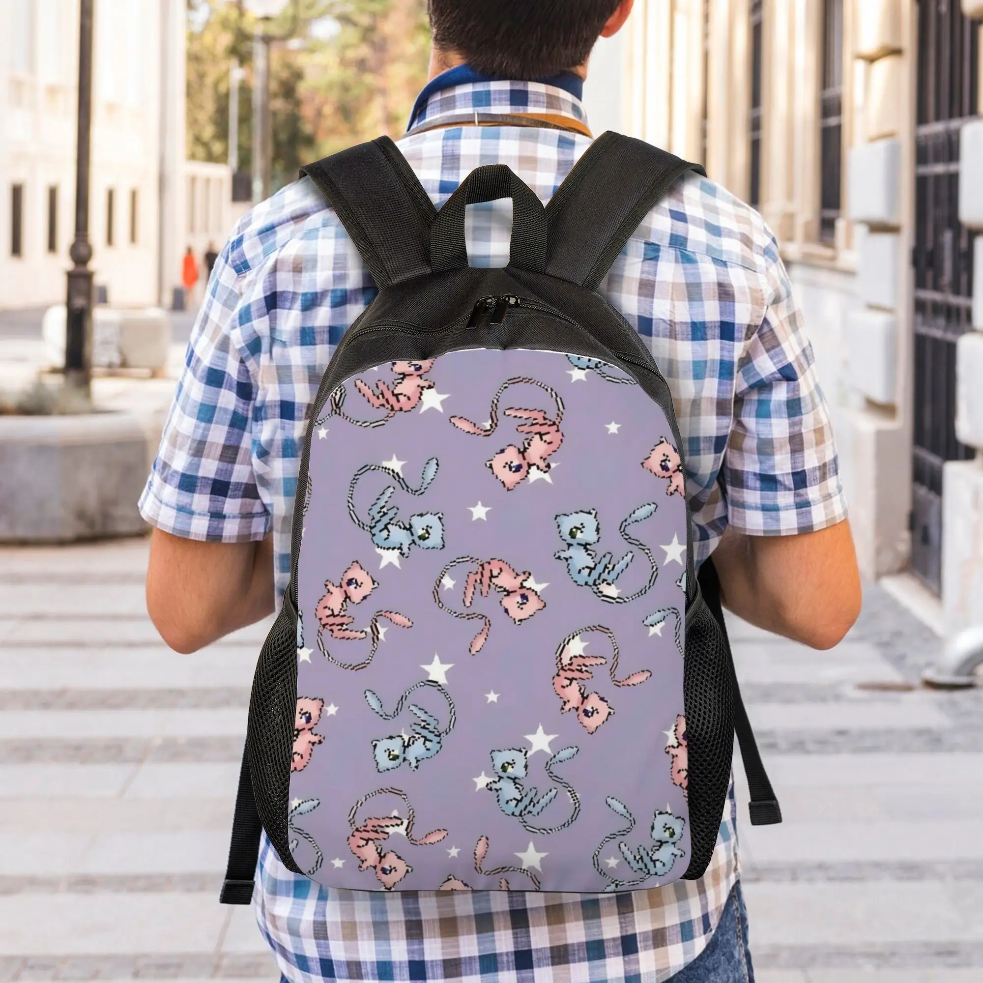 

Back to school season Purple Pixel Mew Knapsack Pokemon Students Personalised Backpack