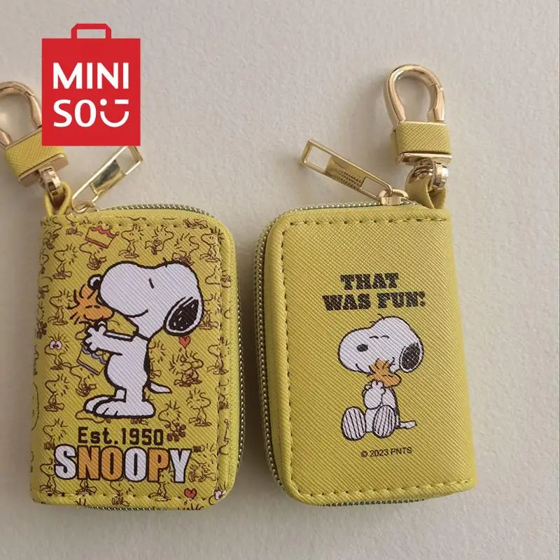 Kawaii Snoopy Car Key Bag Mision Anime Cartoon Pu Leather Zipper Style Handheld Change Coin Bag Birthday Halloween Gift Girls