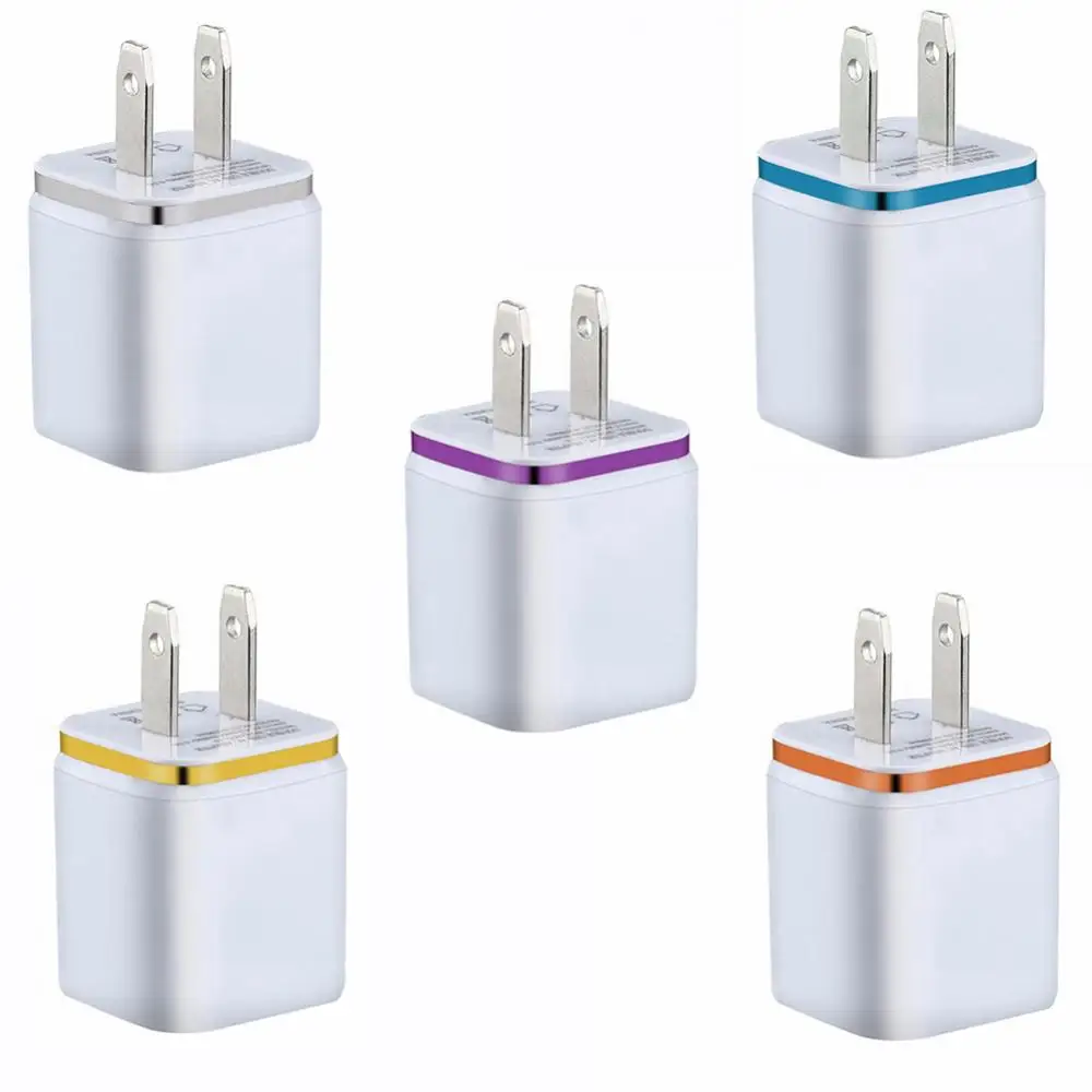 ที่ชาร์จแบบเสียบผนังคู่ที่ชาร์จแบบ USB ปลั๊กใช้ได้กับยุโรป/อเมริกาอะแดปเตอร์ชาร์จอเนกประสงค์สายโทรศัพท์มือถือแบบพกพาสำหรับไอโฟน