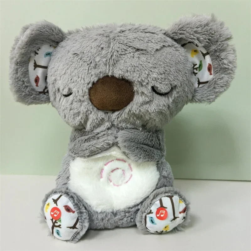 Baby Breathing Koala Baby Soothing Otter Plush Doll Toy Baby Kid Soothing Music Sleeping Companion Sound and Light Doll Toy Gift