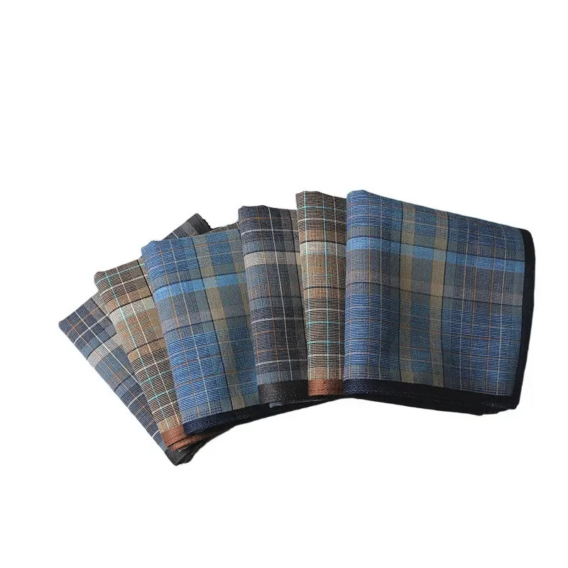 

3Pcs 40x40cm 100% Cotton Classic Dark Color Plaid Checkered Printed Old Men's Handkerchief Pocket Square Towels