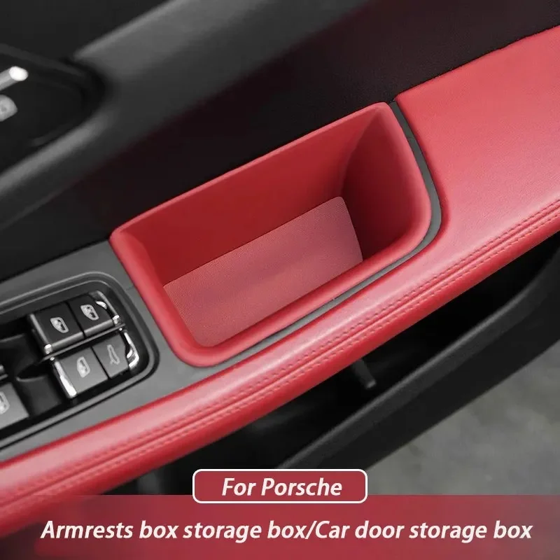 For Porsche Macan 95B 2014-2024 Car Organizer Door Handle Storage Box Front Rear Door Armrest Protector Key Phone Holder