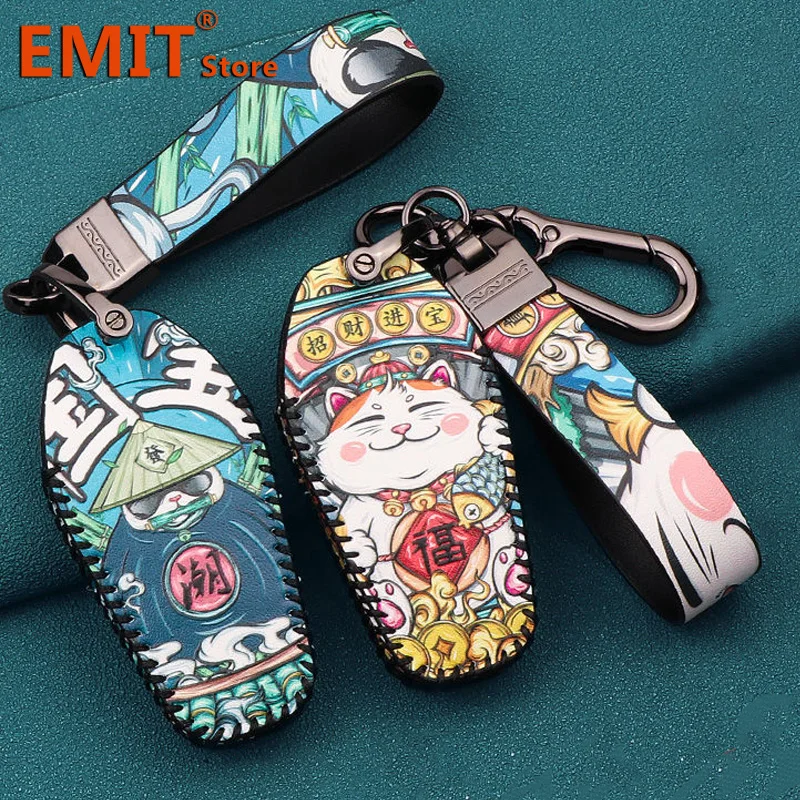 Car Key Case for BYD Second Song Pro Tang Dm QIn PLUS MAX Yuan Generation Atto 3 Han EV Dolphin Key Cover Holder Bag Accessories