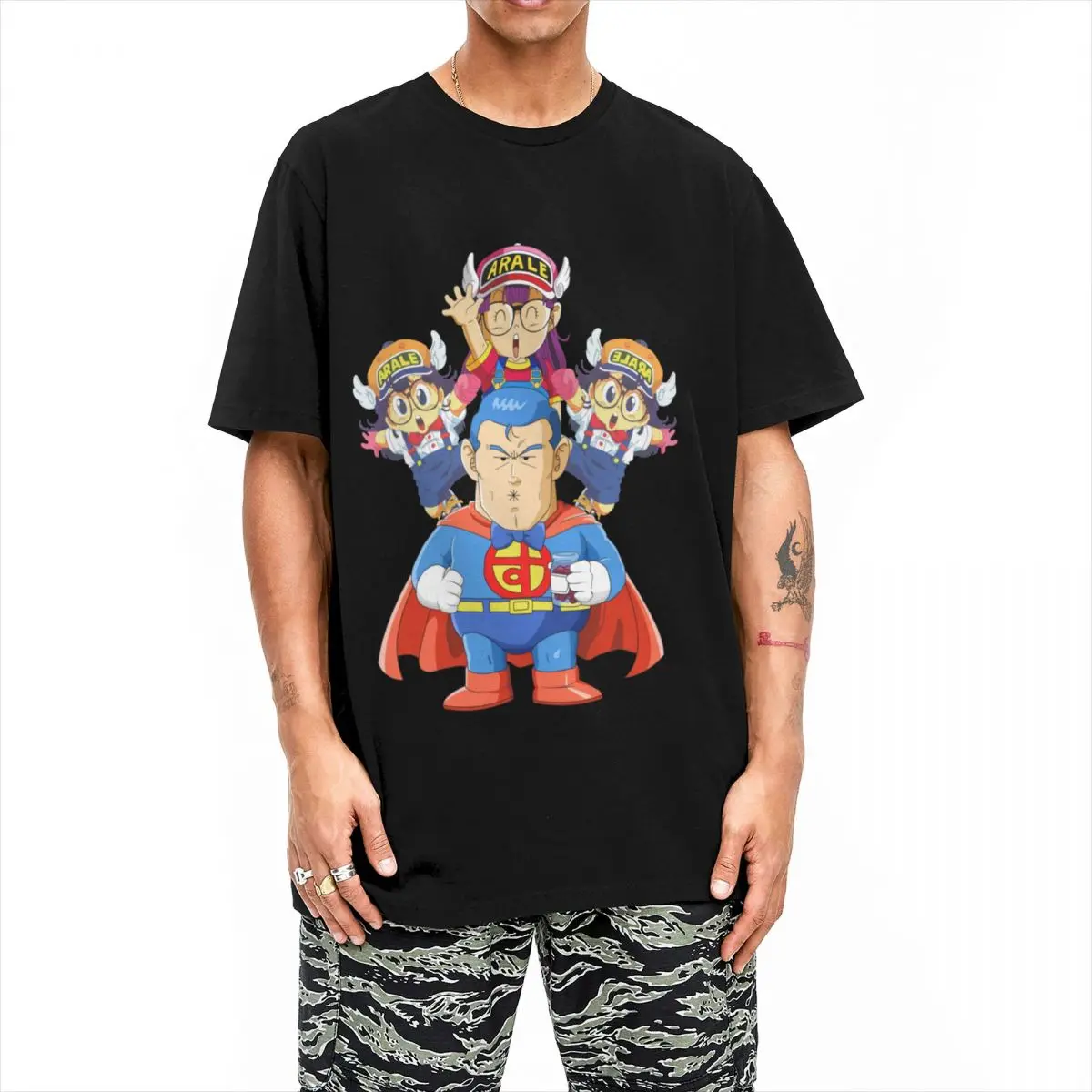 Dr. Slump And Arale T-Shirt Men Women Humorous Pure Cotton Tee Shirt Round Collar Short Sleeve T Shirts Original Clothes