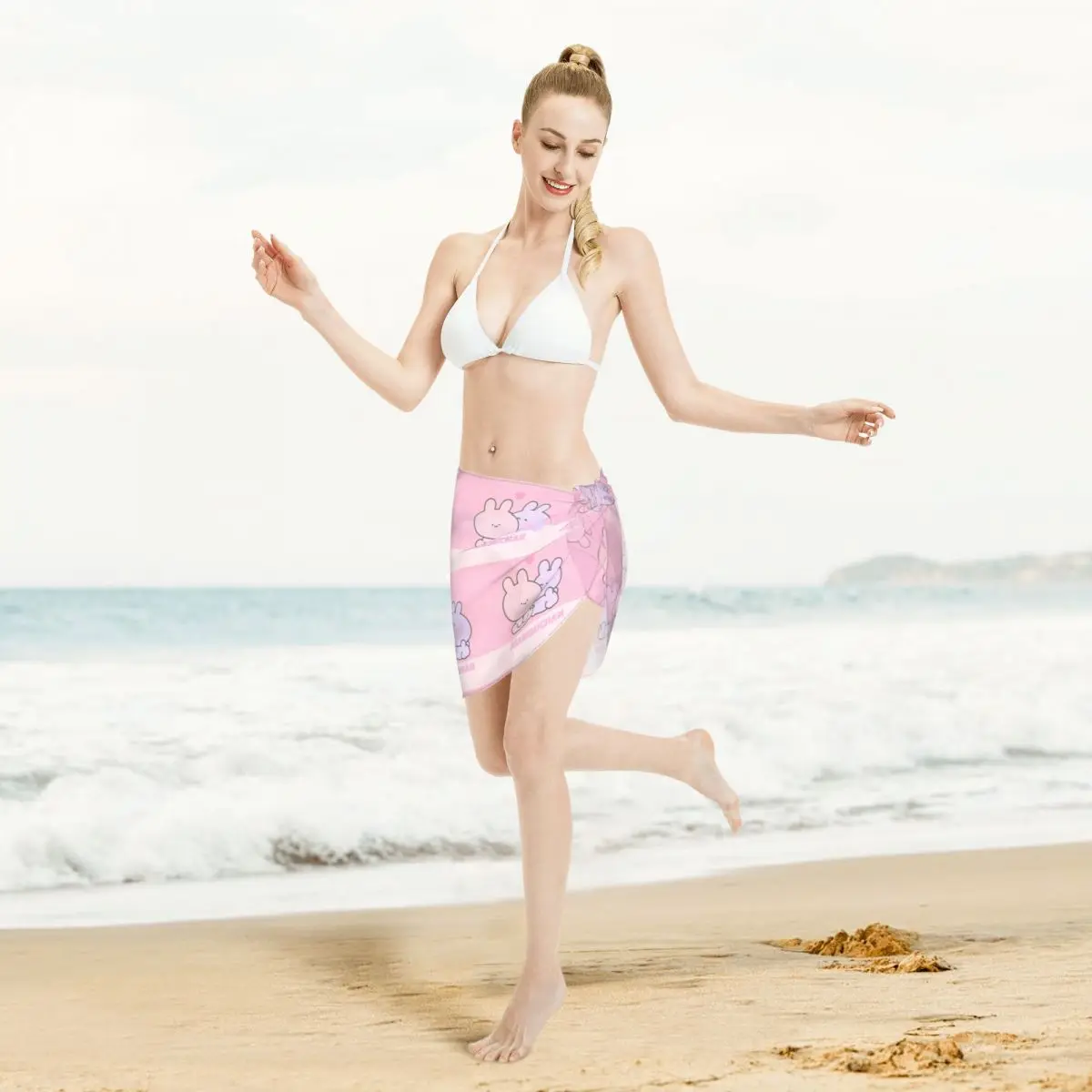Niestandardowe stroje kąpielowe Cartoon A-Asamimichans damskie krótkie Sarongs chusta plażowa kobiety bikini na plażę Wrap Sarongs strój kąpielowy Coverup