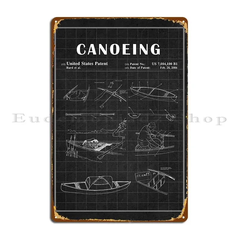 1989 Canoe Patent Drawing Canoe Blueprint Canoeing Canoe Lover Gift Idea Metal Sign Cinema Create Living Room Tin Sign Poster