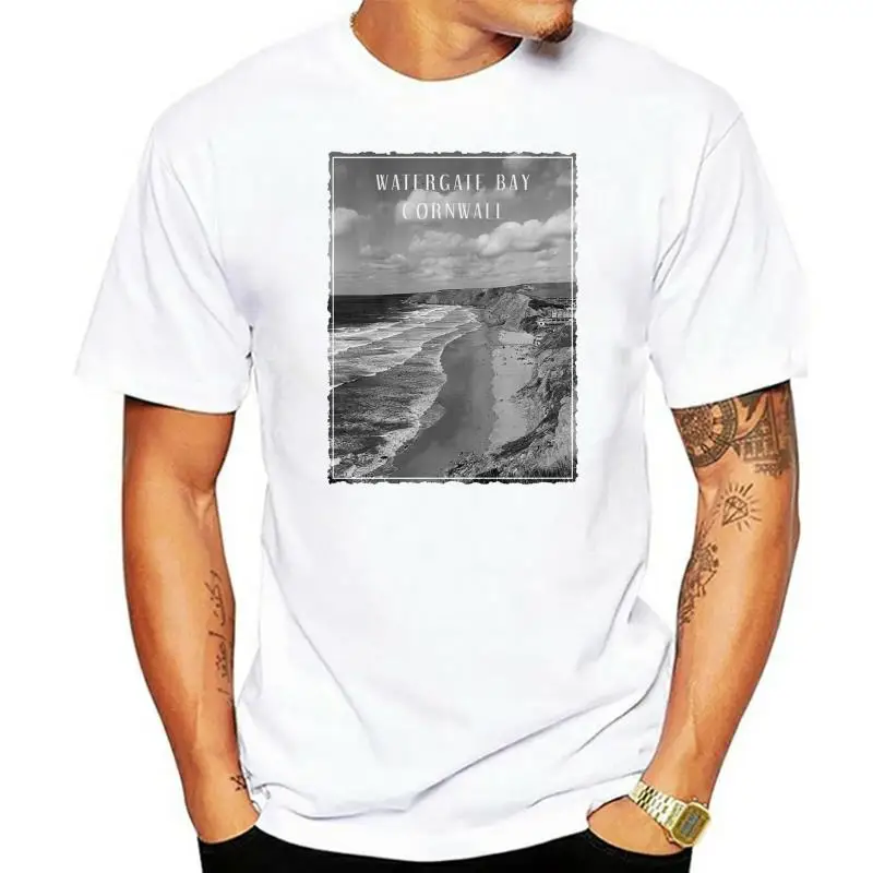 Watergate Bay Cornwall Tshirt Surf Board Mens Top Famous Surfing T Shirt 114