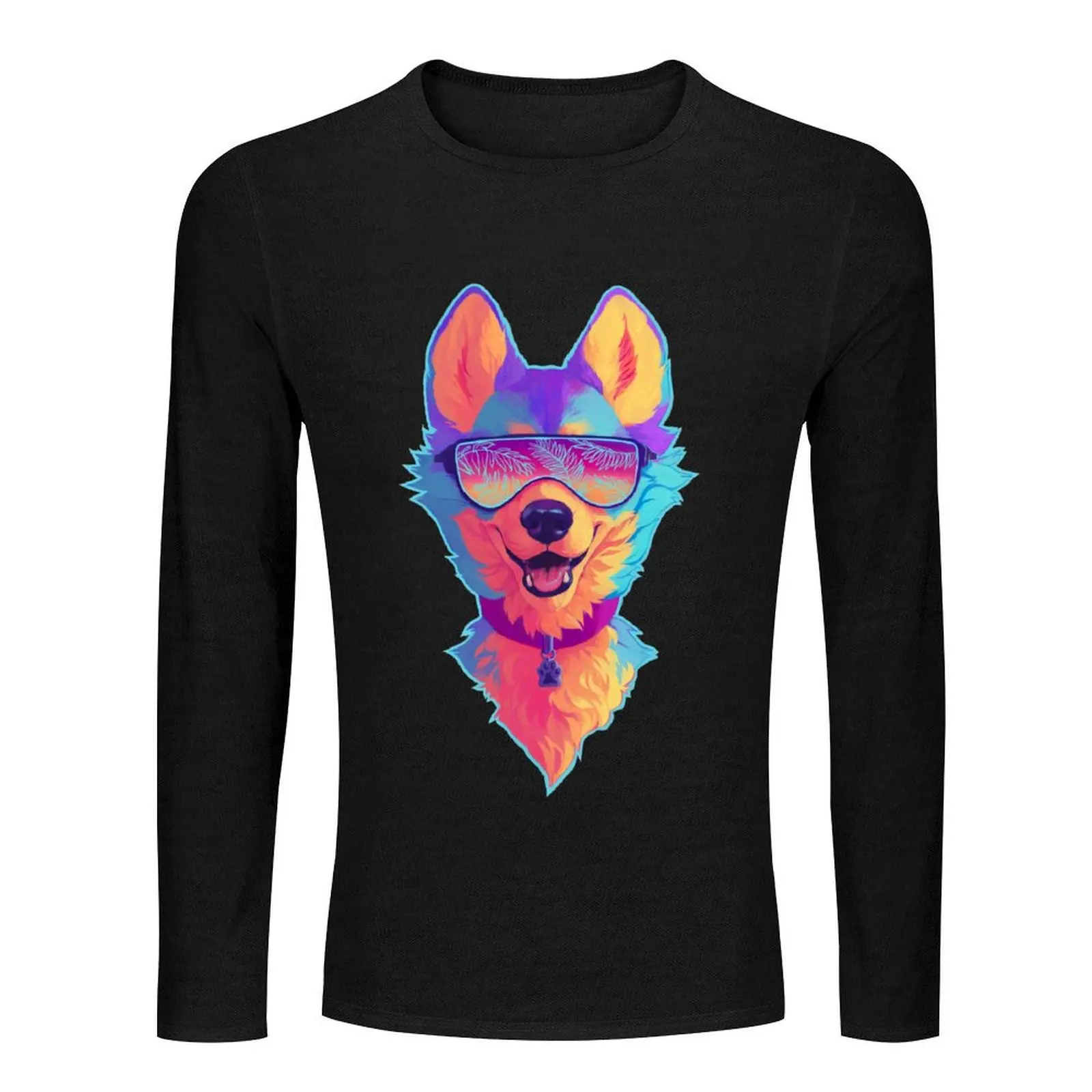 sparkle dog (furry merch) Long T-Shirt graphics t shirt custom t shirts boys animal print shirt Men's cotton t-shirt