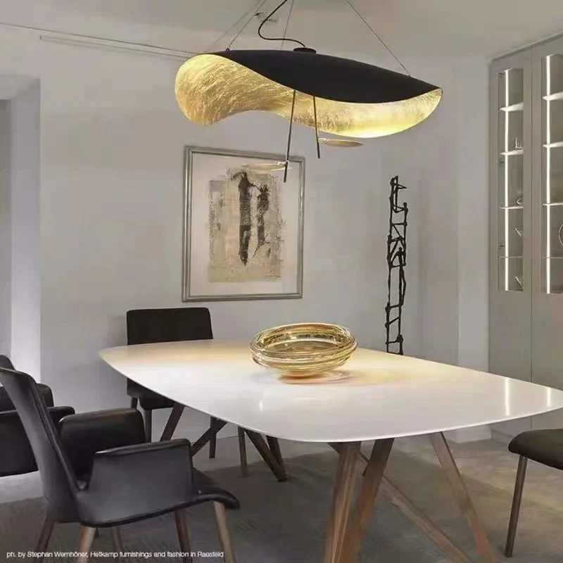 

Creative LED Pendant Lights for Living Room Decor Dining Room Hang Lamp Art Hat light Fixture Gold Texture Hanging Lamp YX32FC