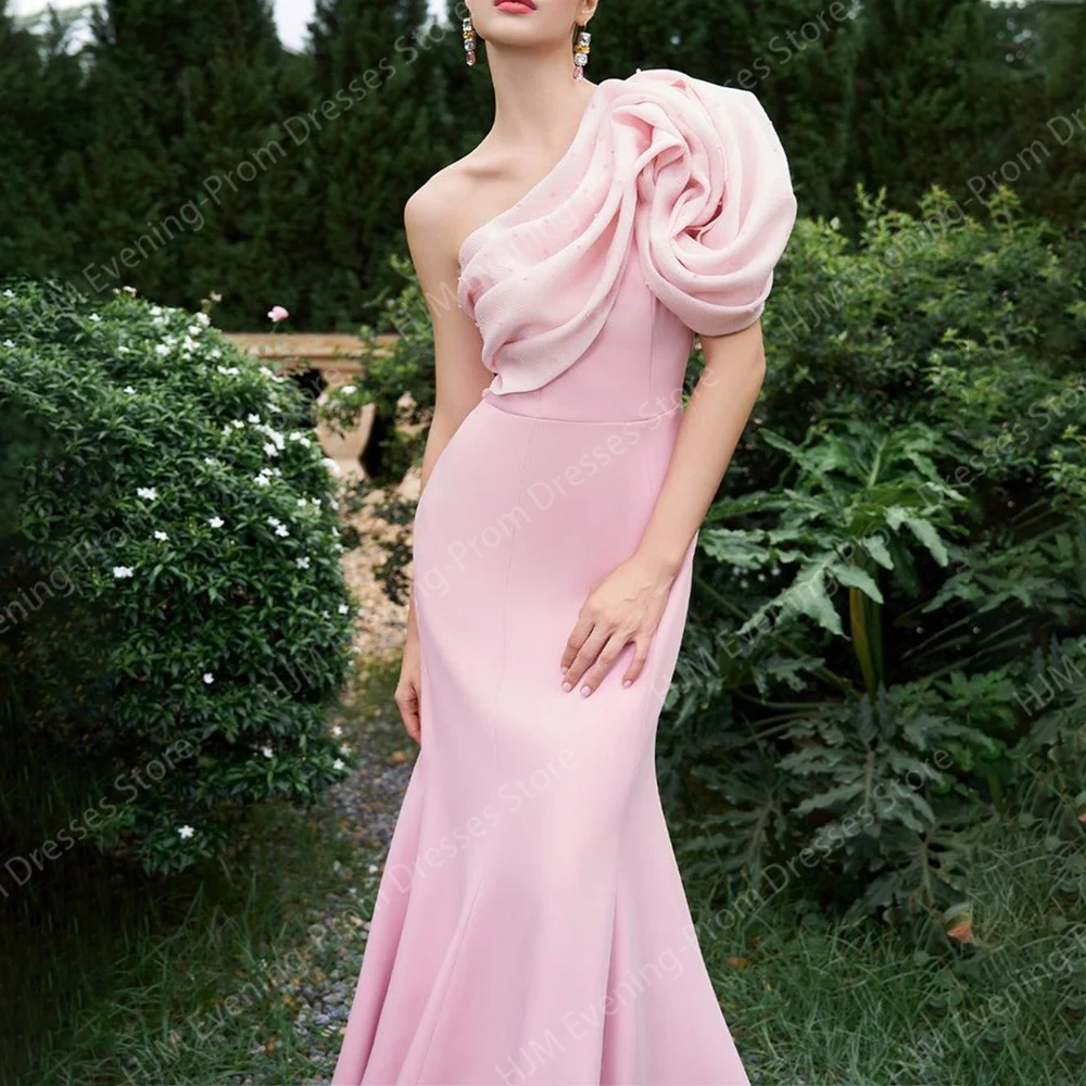 Elegant Long Pink Beads Evening Dresses for Women Floor-Length Mermaid Prom Party Wedding Special Events Gala Dress 2024