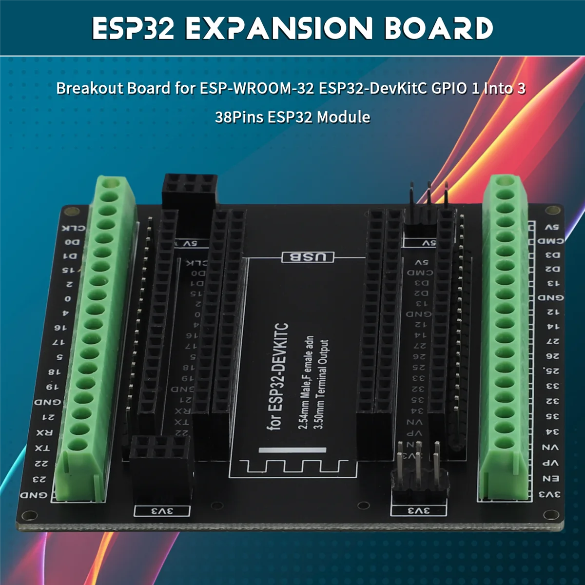 AT87-ESP32 Expanding Board Breakout Board for ESP-WROOM-32 ESP32-DevKitC GPIO 1 Into 3 38Pins ESP32 Module