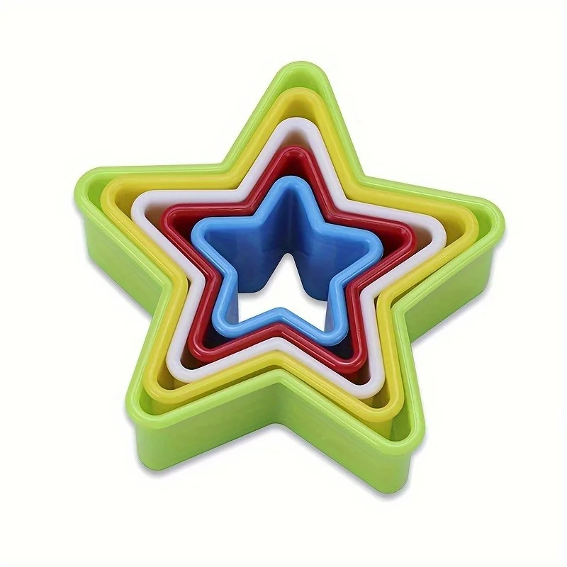 5PCS Star Shaped Cookie Cutters, Plastic Pastry Cutter, Pentagram Biscuit Molds, Baking Tools, Kitchen Accessories