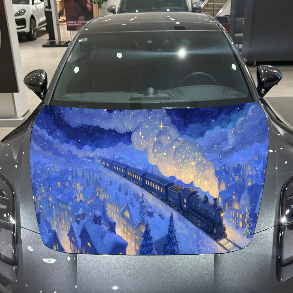 

Warm and Dreamlike Snow Country Train Car Hood Vinyl Stickers Car Surface Protection Decal Car Decoration Cover Vinyl Wraps Wate