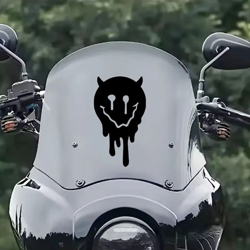 

1pc Angel Devil Melting Face Sticker, Waterproof Vinyl Decal for Motorcycle Body, Scooter & Car Bumper Universal Decor