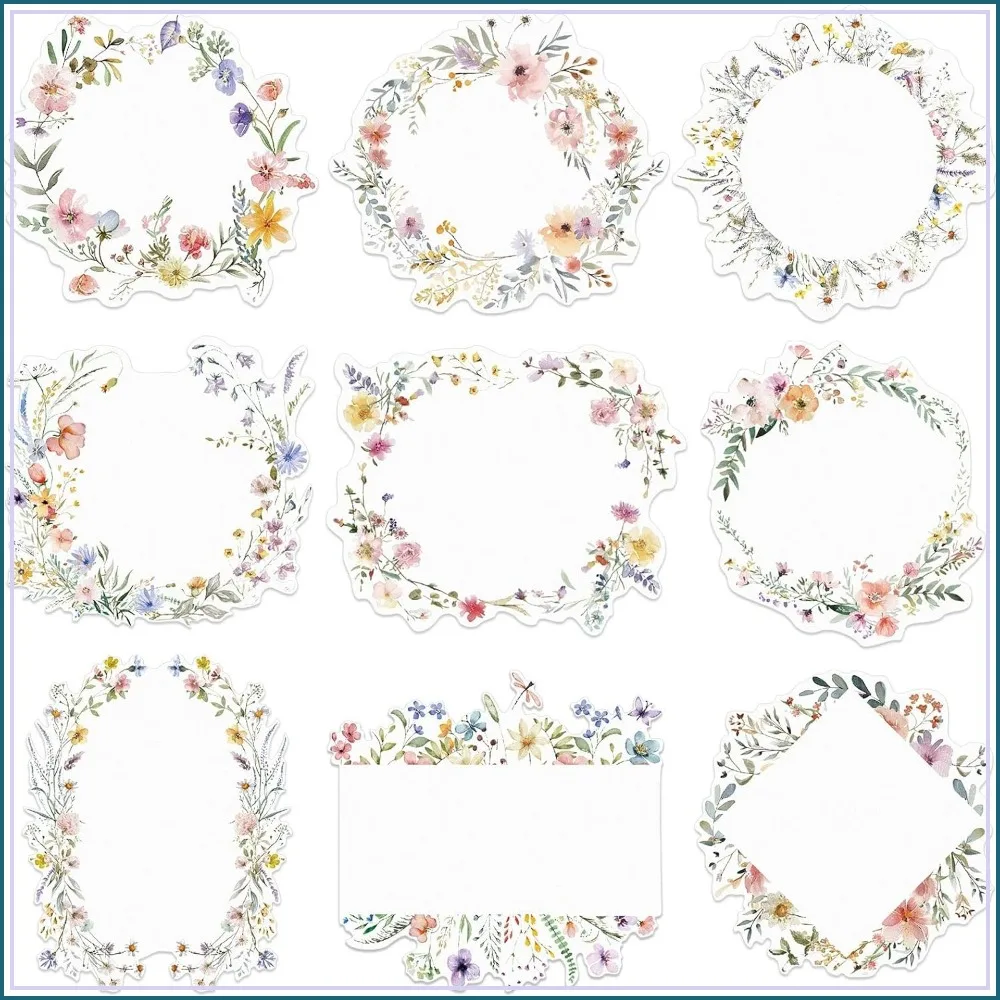 

90 Pcs Cutout Name Tags Water Bottle Labels Self Adhesive Stickers for Classroom Home Desk Bulletin Board Party Favor 10 Sheets (Flower)