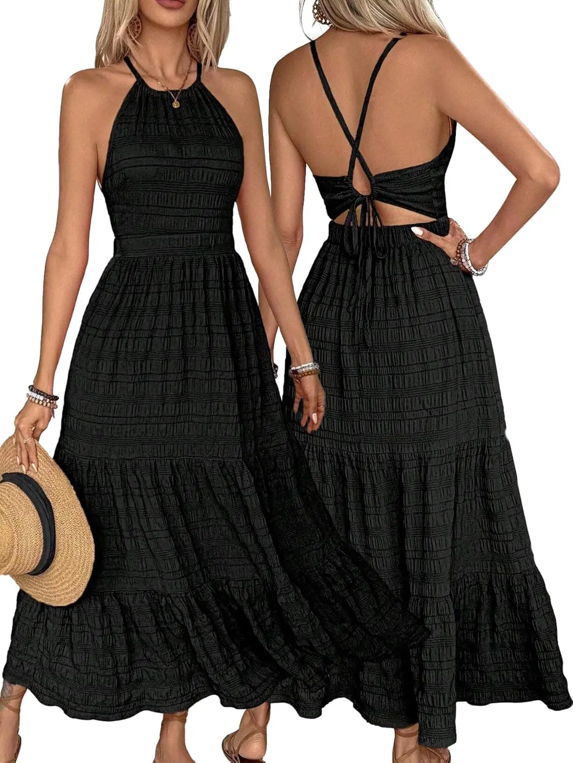 

2025 Slim Suspender Neck Hanging Party Ball Dress Long Backless,Chiffon Shoulder Less A-line Evening Dress Elegant Women's Dress