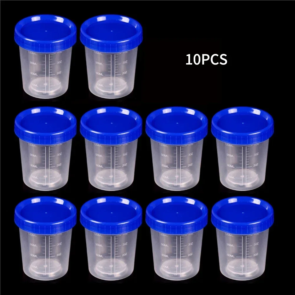 120ml Laboratory Measuring Cup With Lids Plastic Specimen Sample Jars Graduated Measuring Cups Kitchen Storage Container