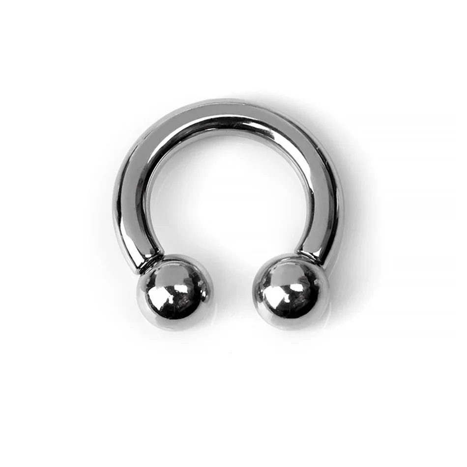 1pc Large Gauge Horseshoe Ring Stainless Steel Internally Threaded Circular Barbell Nose Septum Piercing Body Jewelry 12G 00G