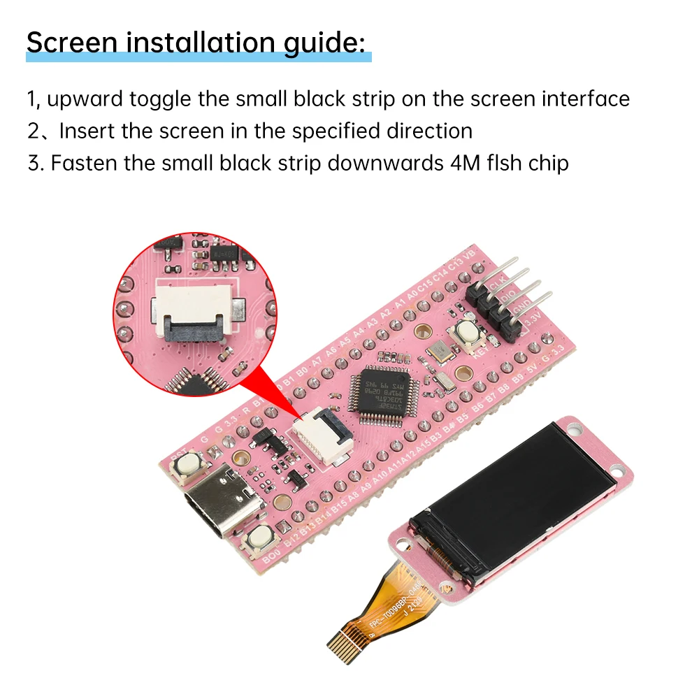 STM32F103C8T6 0.96-inch 80*160 LCD TFT Screen ST7735 STM32 Development Board Type C CH340N ARM Microcontroller