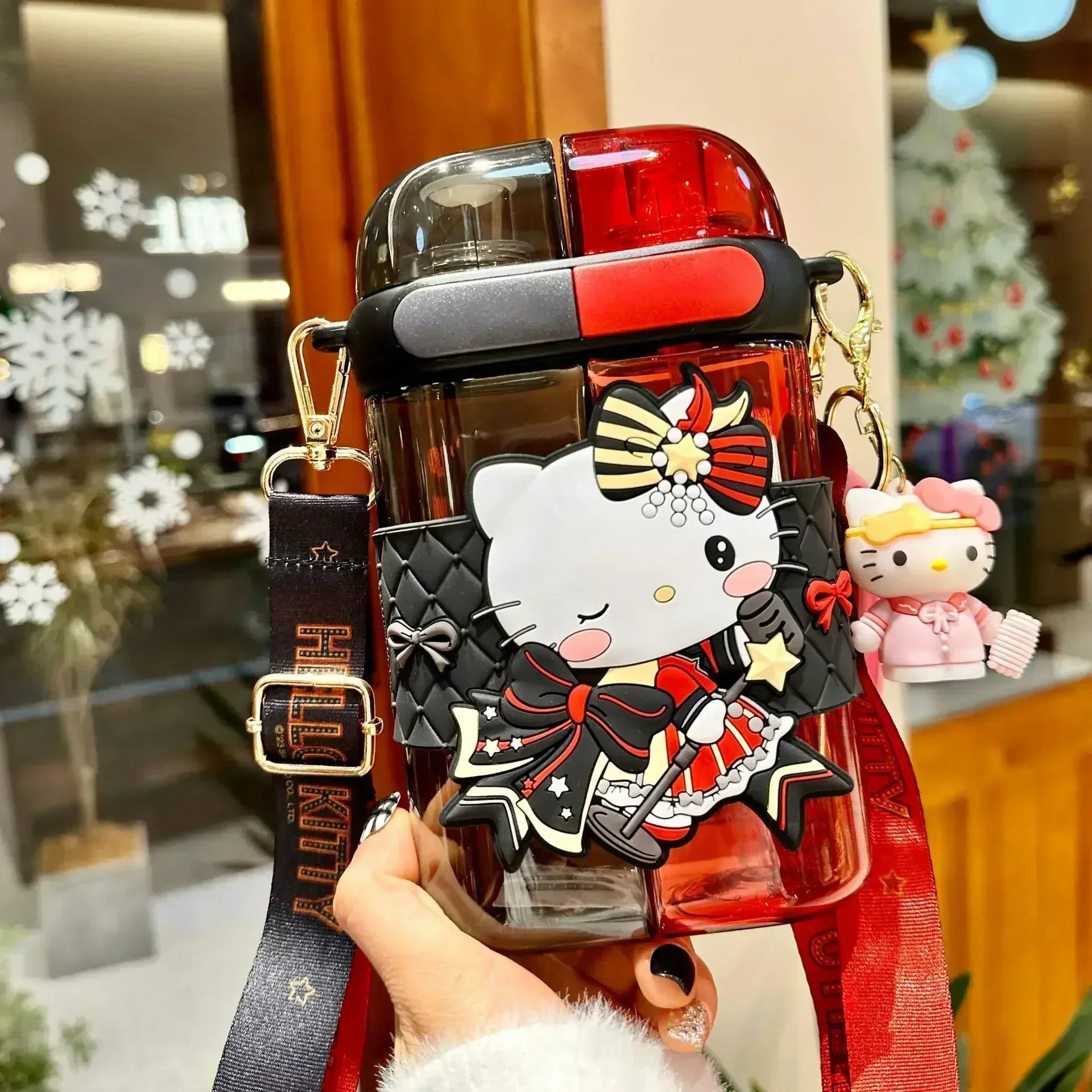 Sanrio Hello Kitty Melody Kuromi Water Bottle Student Tritan Double Drinking Kettle Women's Portable Straw Oval Water Cup Gift