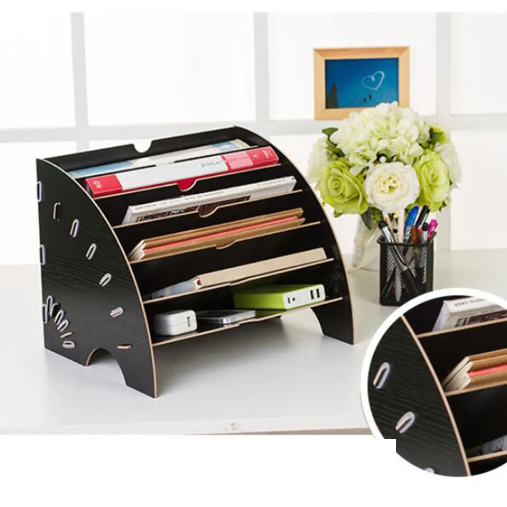 

A4 Wooden File Storage Multi-Layer Desktop Stationery Fan Shaped Expanding Filing Rack Document Letter Tray Office Home School