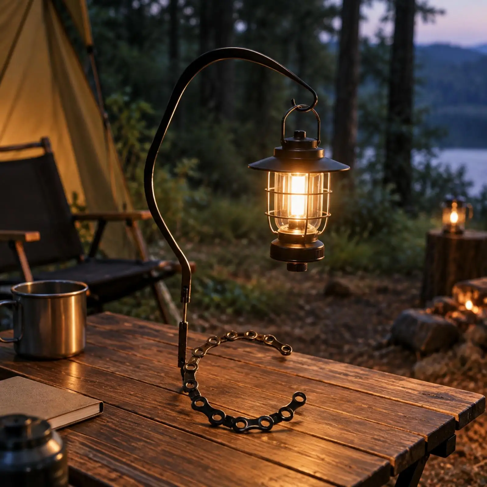 Open Frame Outdoor Lamp Stand for Picnic Table Hanging Lantern Camping Light Support