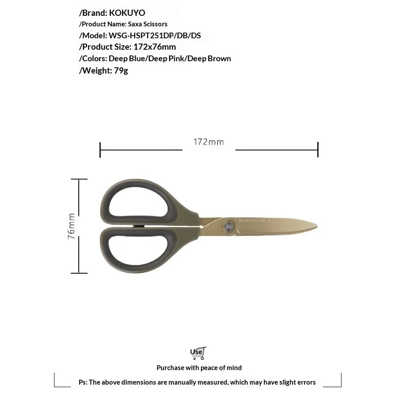 Japan KOKUYO Portable Scissors Multi-function Student Stationery Fluorine Coating&Titanium Plated Safe Hand Paper Cuttings Tool
