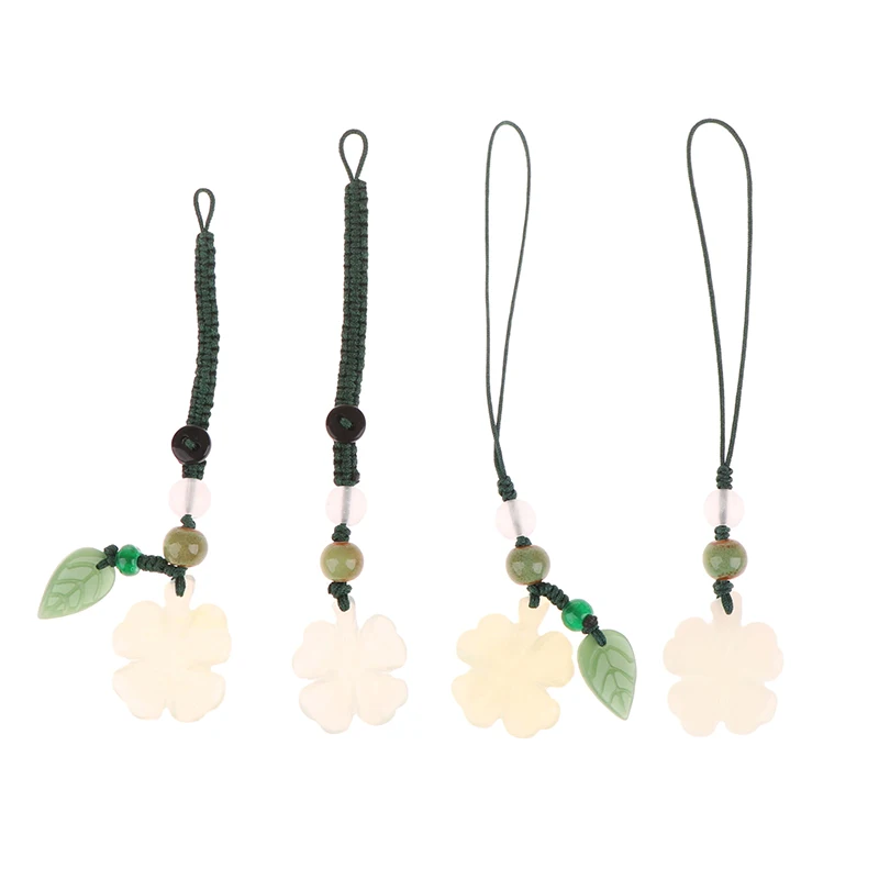

Cute Kawaii Phone Charms Strap Lanyard Lucky Four Leaf Keychain Cellphone Pendant Chain For Keys Bags For iPhone Accessories
