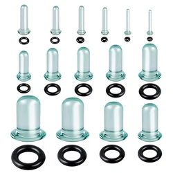 2pcs 1.6-16mm Glass Ear Gauges Stretching Kit Short Taper Expander Ear Tunnels and Plugs with Rubber Rings Piercing Jewelry