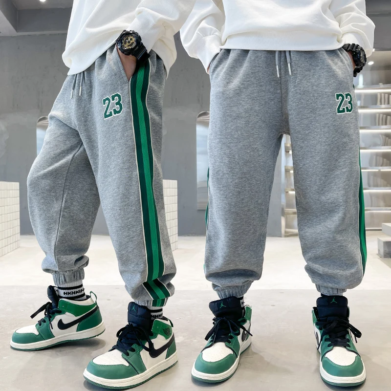 Teenage Boys Pants 2023 Spring Fall Casual Fashion Loose Kids Sweatpants School Children Sport Running Trousers for 5-16Y